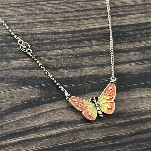 Yellow and Orange Enamel Butterfly Necklace ASO Alex Russo - Picture 8 of 12